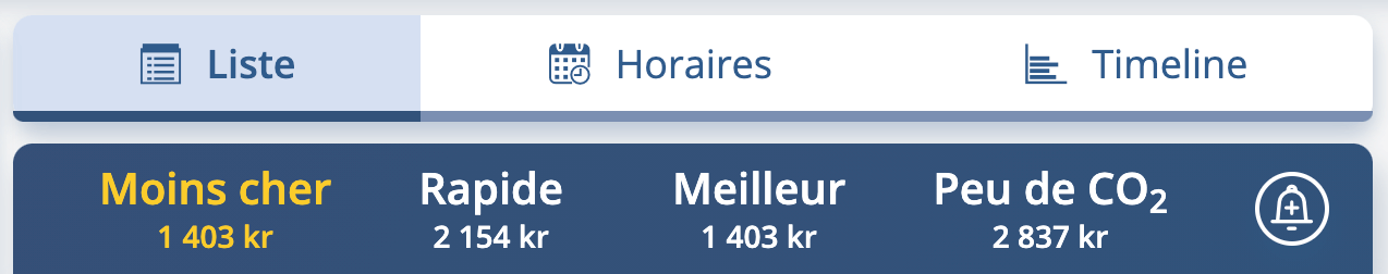 Filtres dans les résultats de recherche